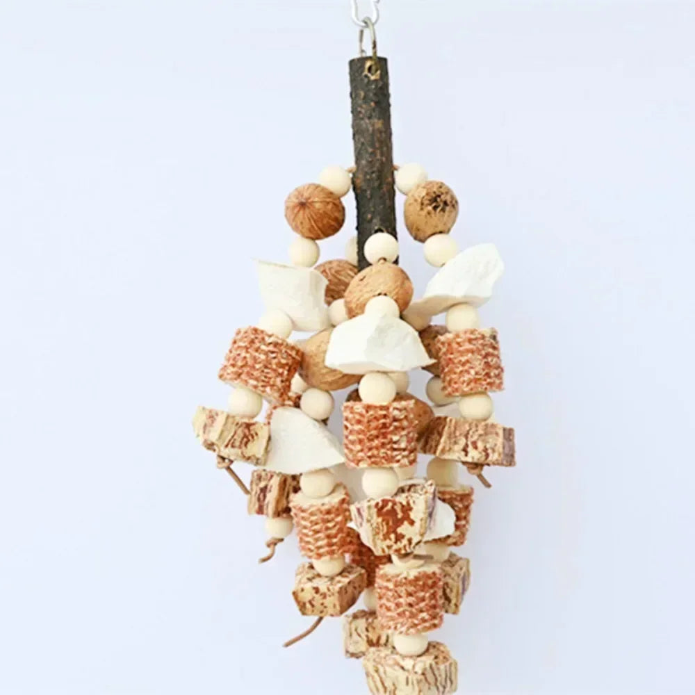 Bird Chew Toy with Pinecones, Cuttlefish Bone & Beech Wood