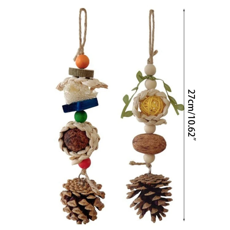 Rattan & Wood Bite Toy for Parrots & Rodents
