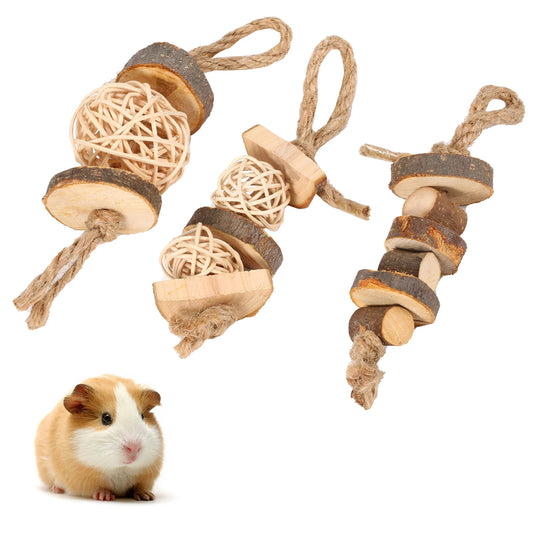 3-Piece Chew Toy Set for Rabbits, Hamsters & Guinea Pigs