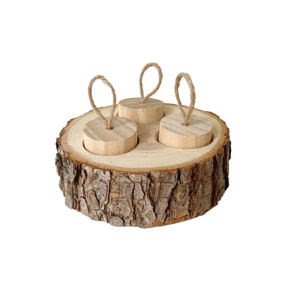 Wooden Chewing & Foraging Toy for Parrots, Hamsters & Small Birds | Round Educational Pet Supplies