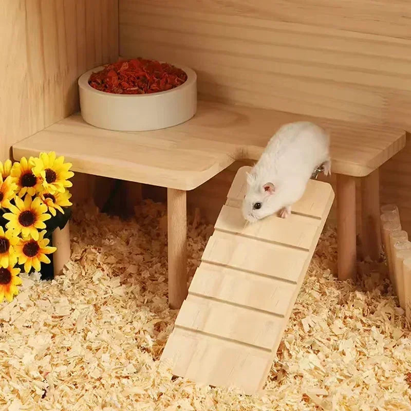 Wooden Climbing Set with Ladder & Platform - Hamsters & Small Pets