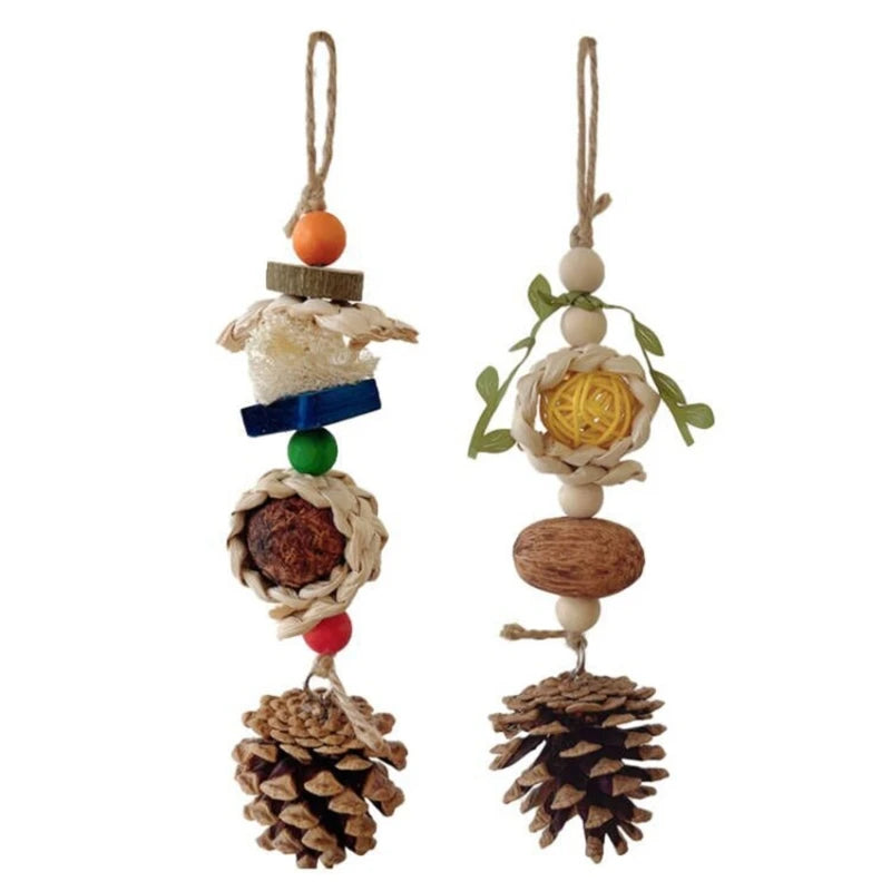 Rattan & Wood Bite Toy for Parrots & Rodents