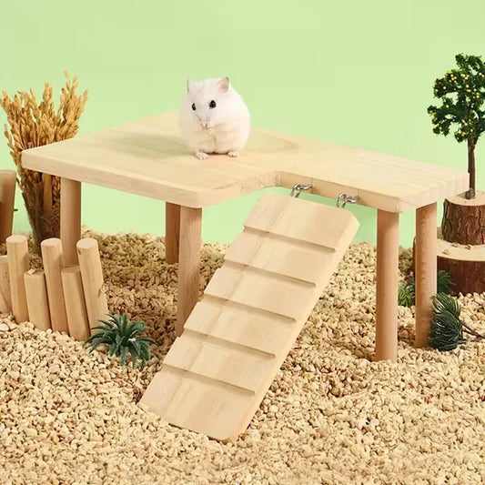 Wooden Climbing Set with Ladder & Platform - Hamsters & Small Pets