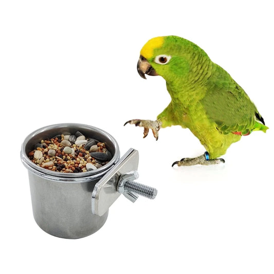 Anti-Spill Stainless Steel Cage Bowl for Birds: Food & Water (Multi-size)