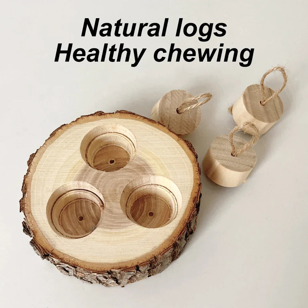 Wooden Chewing & Foraging Toy for Parrots, Hamsters & Small Birds | Round Educational Pet Supplies