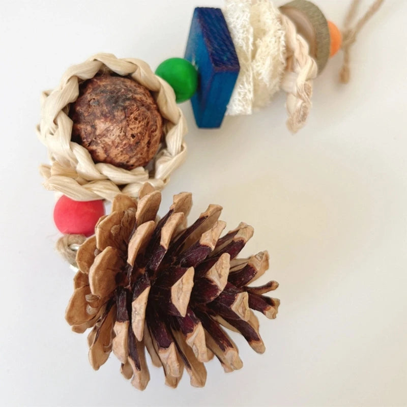 Rattan & Wood Bite Toy for Parrots & Rodents