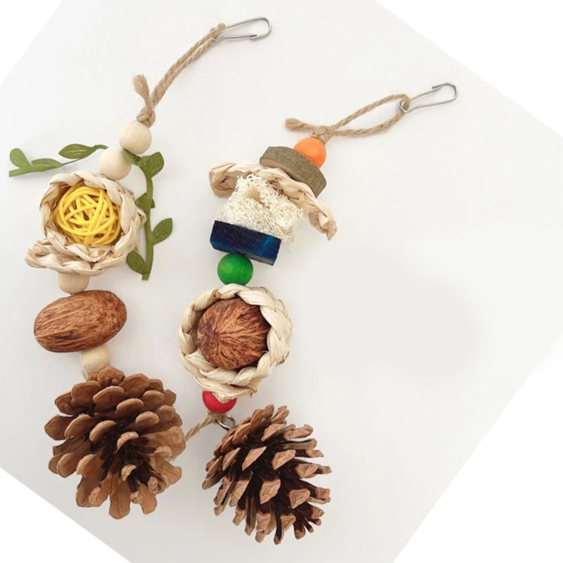 Rattan & Wood Bite Toy for Parrots & Rodents