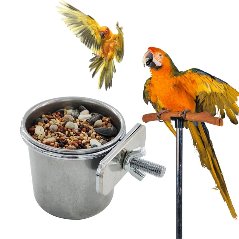 Anti-Spill Stainless Steel Cage Bowl for Birds: Food & Water (Multi-size)