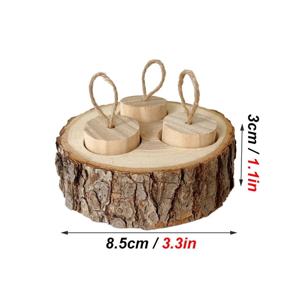 Wooden Chewing & Foraging Toy for Parrots, Hamsters & Small Birds | Round Educational Pet Supplies
