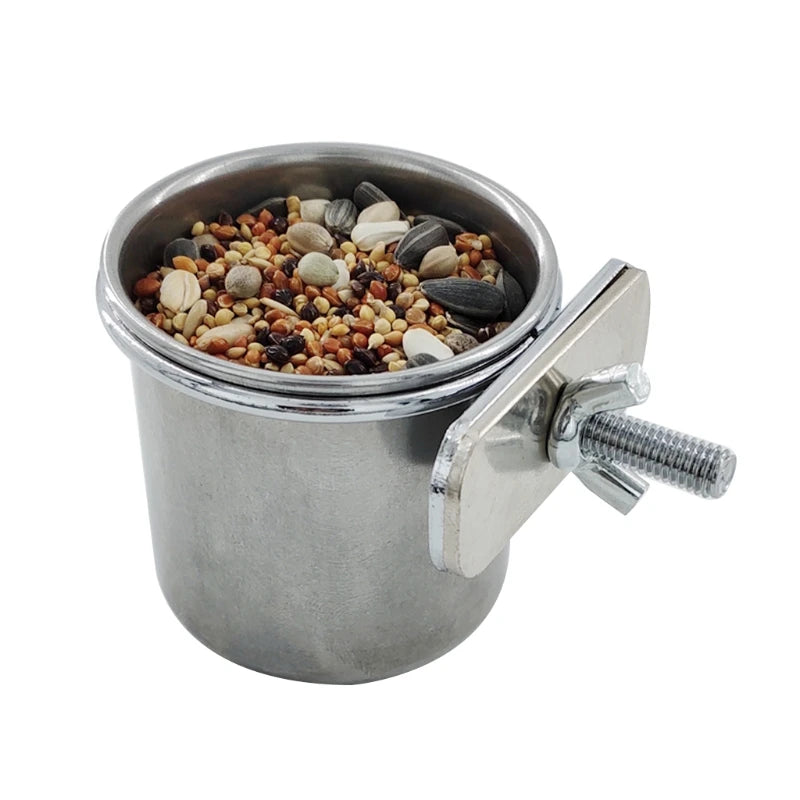 Anti-Spill Stainless Steel Cage Bowl for Birds: Food & Water (Multi-size)