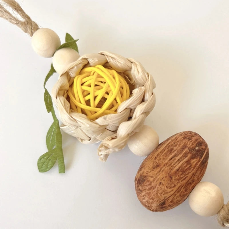 Rattan & Wood Bite Toy for Parrots & Rodents