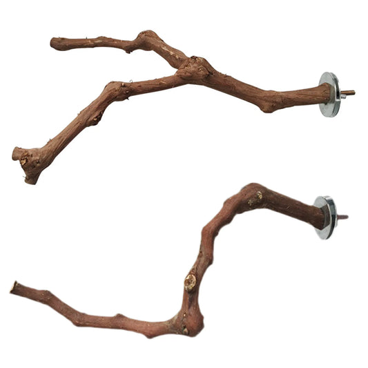 Interactive Natural Wood Perch for Parrot Cage: Promotes Claw Health & Play