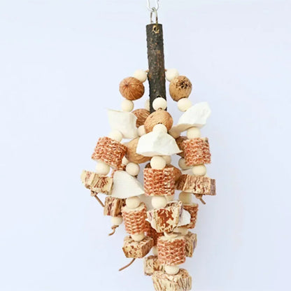 Bird Chew Toy with Pinecones, Cuttlefish Bone & Beech Wood