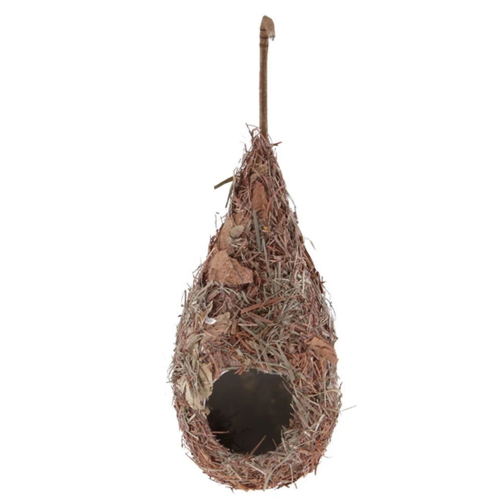 Hand-Woven Natural Grass Bird Nest: Cozy roosting hut for hummingbirds and yard decor. (1 or 2 pack)