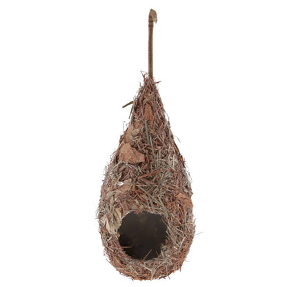 Hand-Woven Natural Grass Bird Nest: Cozy roosting hut for hummingbirds and yard decor. (1 or 2 pack)