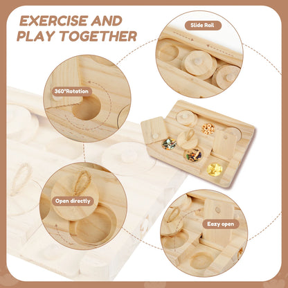 Wooden Foraging Toy with 6 Food Holes - Rabbits, Guinea Pigs & Hamsters