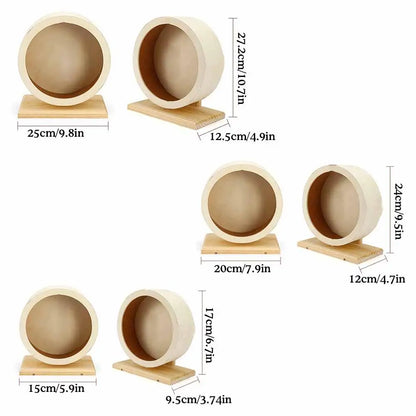 Silent Wooden Hamster Running Wheel with Cork Pad | Mute Exercise Roller for Golden Bears & Small Animals