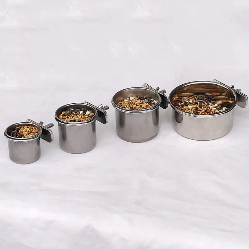 Anti-Spill Stainless Steel Cage Bowl for Birds: Food & Water (Multi-size)