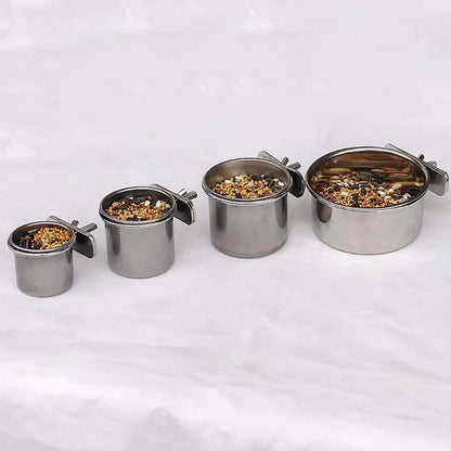 Anti-Spill Stainless Steel Cage Bowl for Birds: Food & Water (Multi-size)