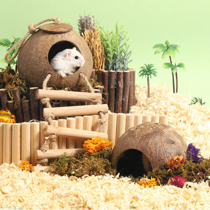 Natural Coconut Hideout House for Hamsters & Guinea Pigs.