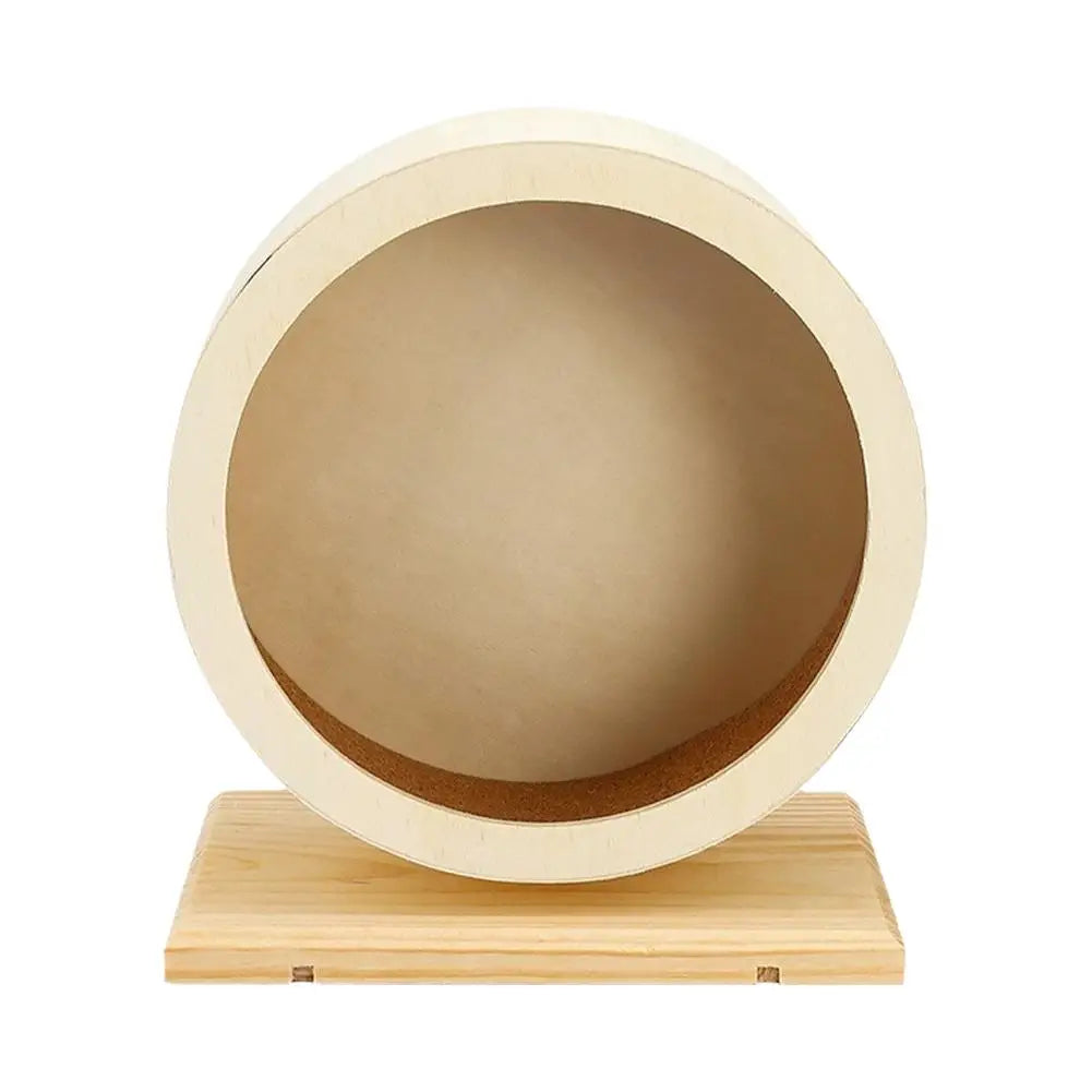 Silent Wooden Hamster Running Wheel with Cork Pad | Mute Exercise Roller for Golden Bears & Small Animals
