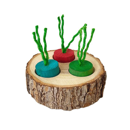 Wooden Chewing & Foraging Toy for Parrots, Hamsters & Small Birds | Round Educational Pet Supplies