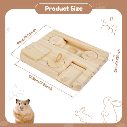 Wooden Foraging Toy with 6 Food Holes - Rabbits, Guinea Pigs & Hamsters
