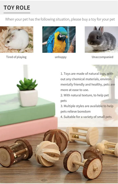 Natural Wooden Chew Toys for Small Pets | Rabbit, Guinea Pig, Rat Molars & Exercise Set