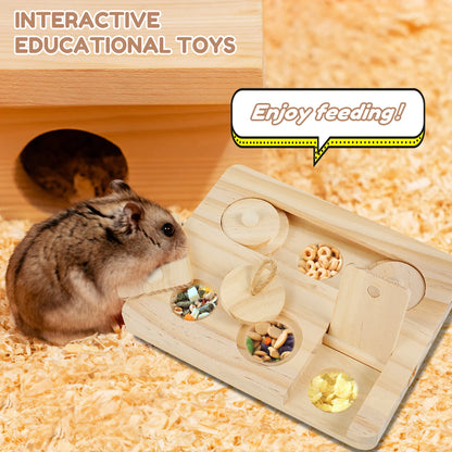 Wooden Foraging Toy with 6 Food Holes - Rabbits, Guinea Pigs & Hamsters