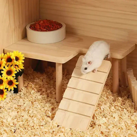Wooden Climbing Set with Ladder & Platform - Hamsters & Small Pets