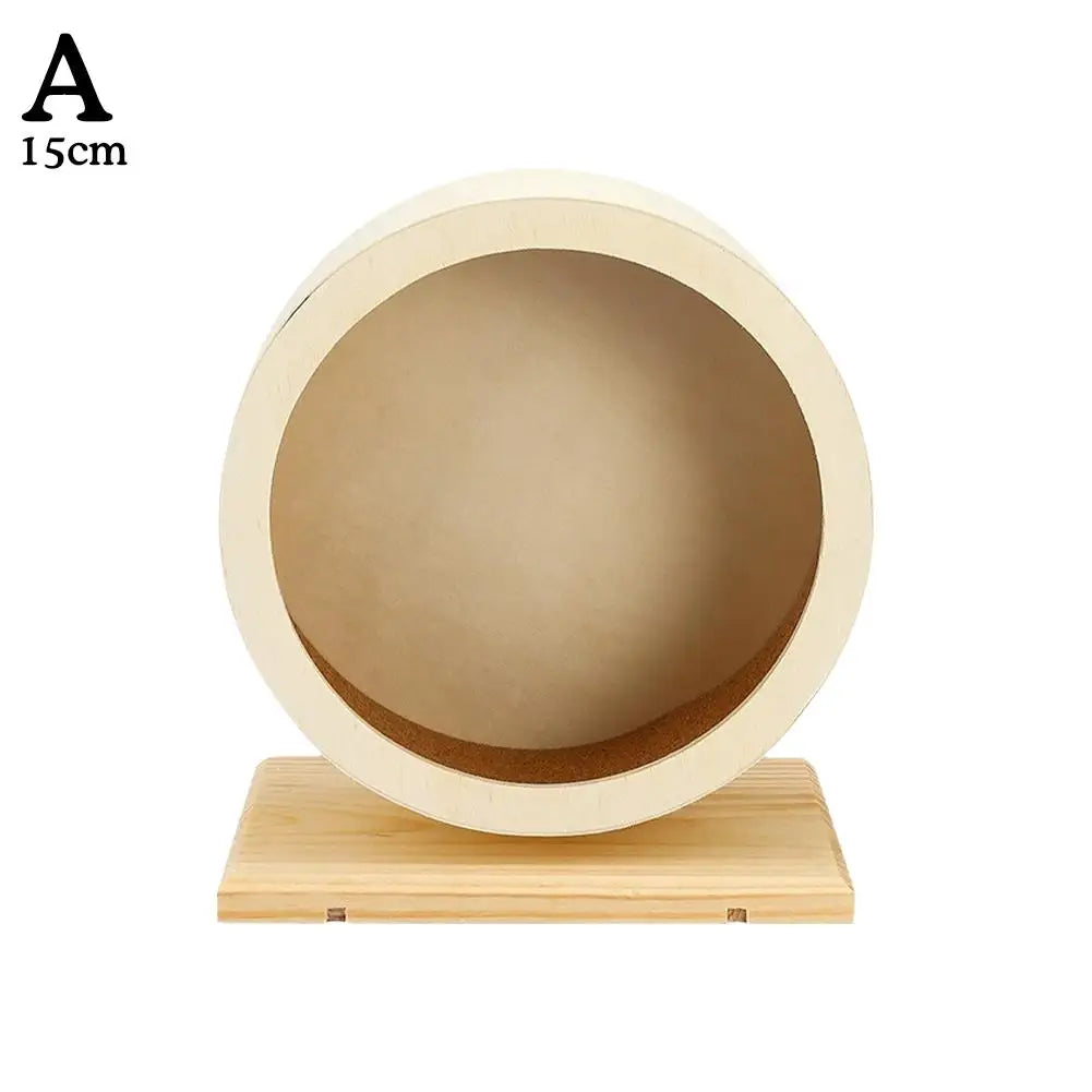 Silent Wooden Hamster Running Wheel with Cork Pad | Mute Exercise Roller for Golden Bears & Small Animals