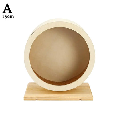 Silent Wooden Hamster Running Wheel with Cork Pad | Mute Exercise Roller for Golden Bears & Small Animals