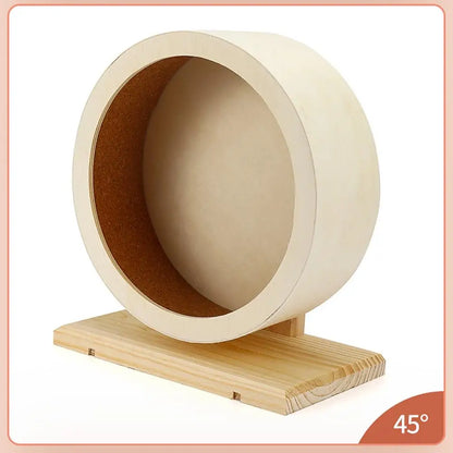 Silent Wooden Hamster Running Wheel with Cork Pad | Mute Exercise Roller for Golden Bears & Small Animals