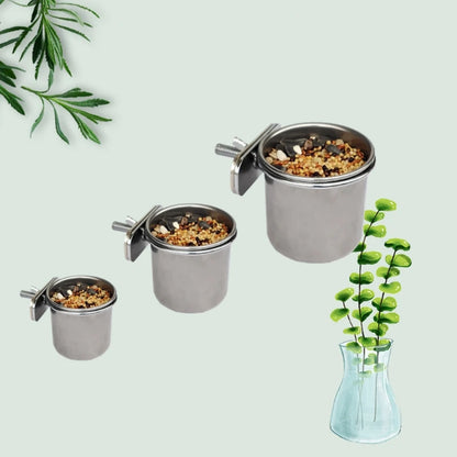 Anti-Spill Stainless Steel Cage Bowl for Birds: Food & Water (Multi-size)