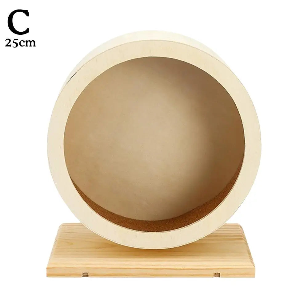 Silent Wooden Hamster Running Wheel with Cork Pad | Mute Exercise Roller for Golden Bears & Small Animals