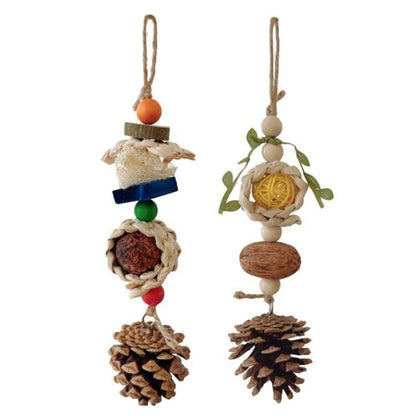 Rattan & Wood Bite Toy for Parrots & Rodents