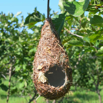 Hand-Woven Natural Grass Bird Nest: Cozy roosting hut for hummingbirds and yard decor. (1 or 2 pack)