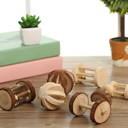 Natural Wooden Chew Toys for Small Pets | Rabbit, Guinea Pig, Rat Molars & Exercise Set