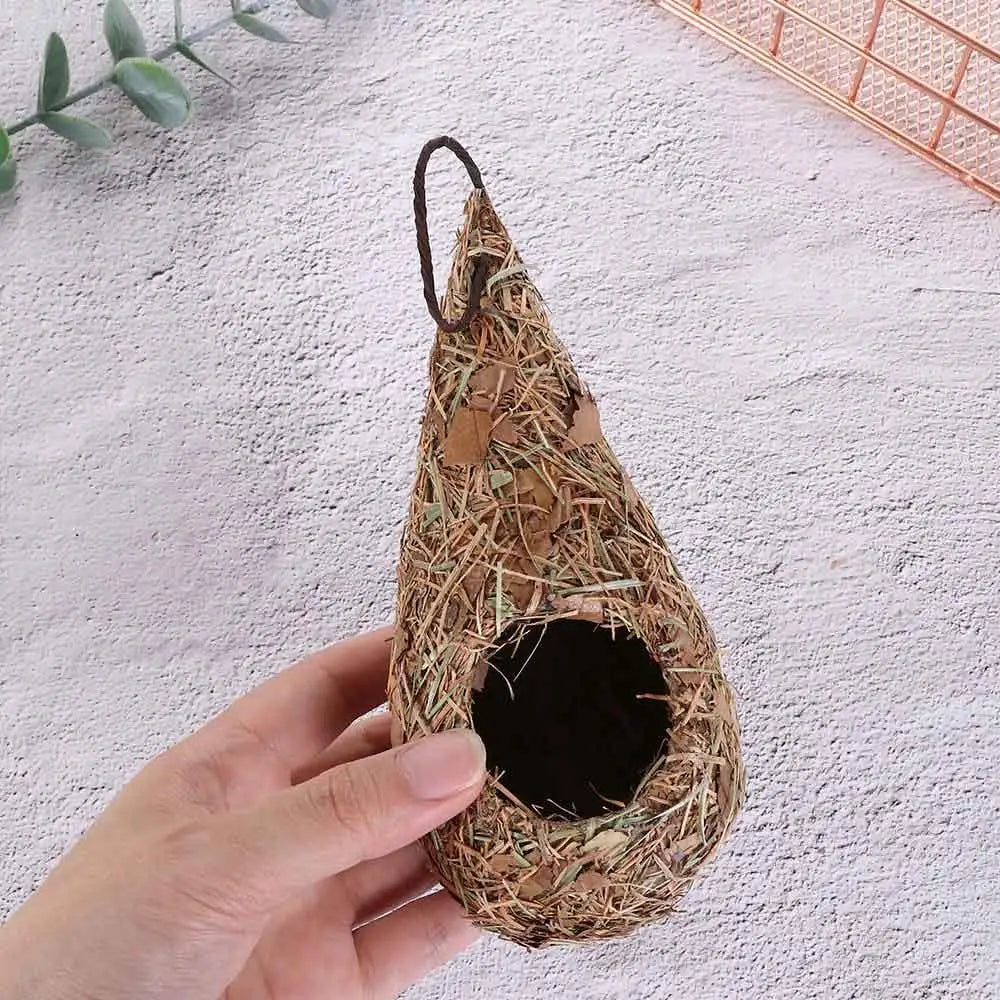 Hand-Woven Natural Grass Bird Nest: Cozy roosting hut for hummingbirds and yard decor. (1 or 2 pack)