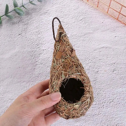 Hand-Woven Natural Grass Bird Nest: Cozy roosting hut for hummingbirds and yard decor. (1 or 2 pack)