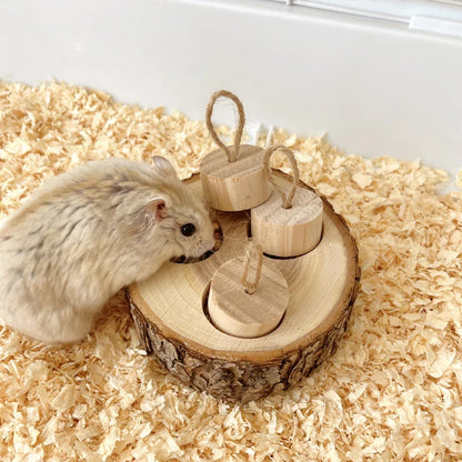 Wooden Chewing & Foraging Toy for Parrots, Hamsters & Small Birds | Round Educational Pet Supplies