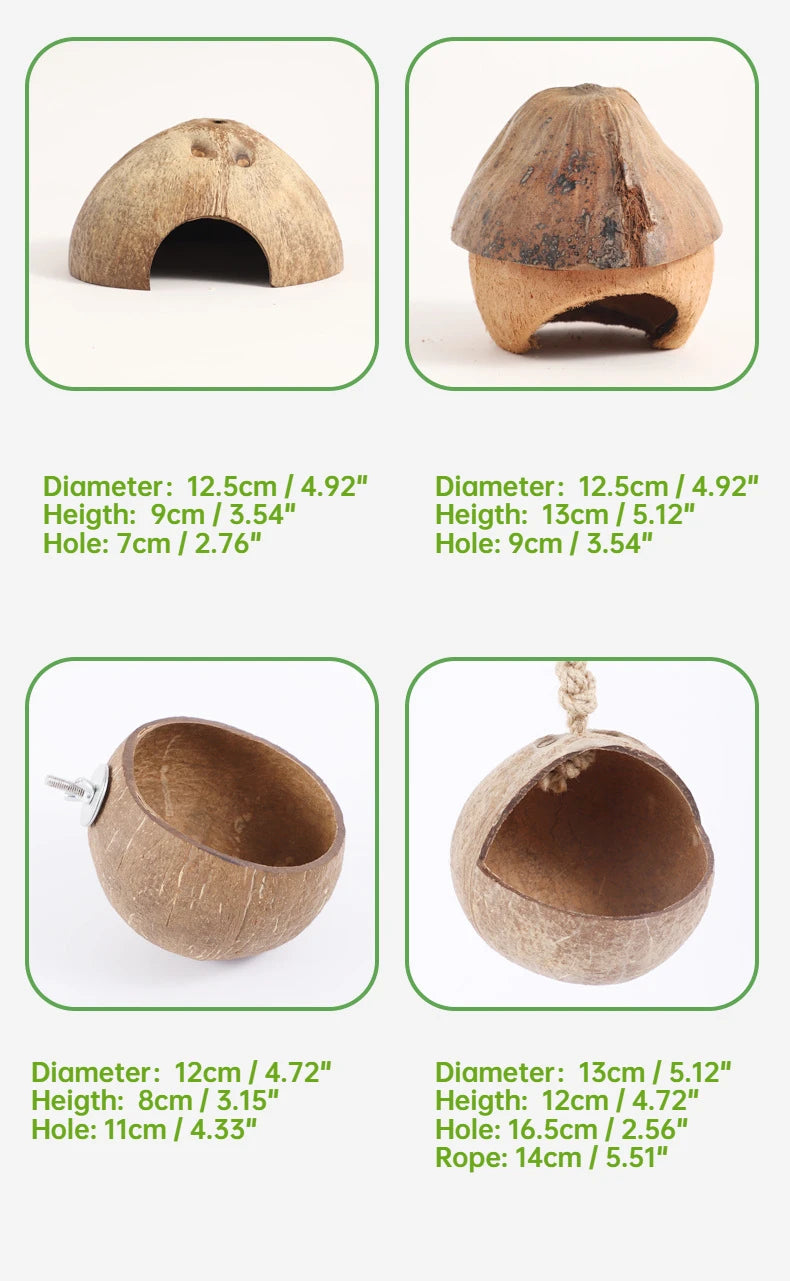 Natural Coconut Hideout House for Hamsters & Guinea Pigs.