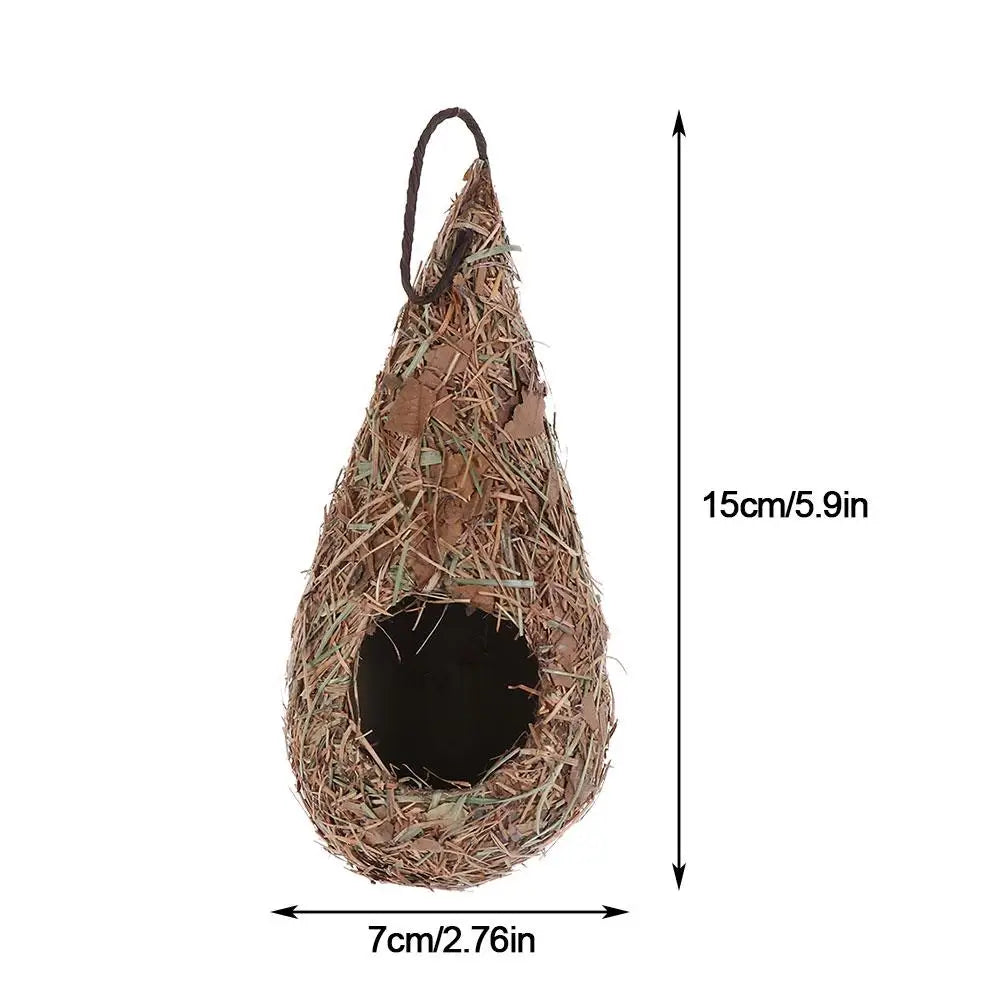 Hand-Woven Natural Grass Bird Nest: Cozy roosting hut for hummingbirds and yard decor. (1 or 2 pack)