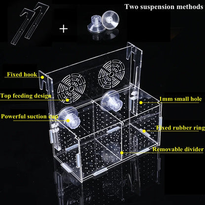 Acrylic Fish Isolation & Breeding Box for Aquarium - Ideal for Small Fry, Spawning, and Hatching
