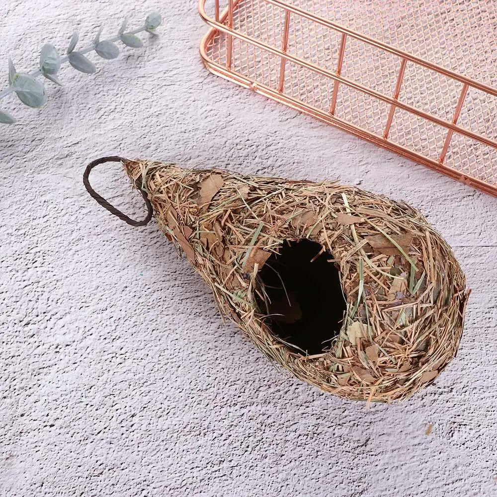Hand-Woven Natural Grass Bird Nest: Cozy roosting hut for hummingbirds and yard decor. (1 or 2 pack)