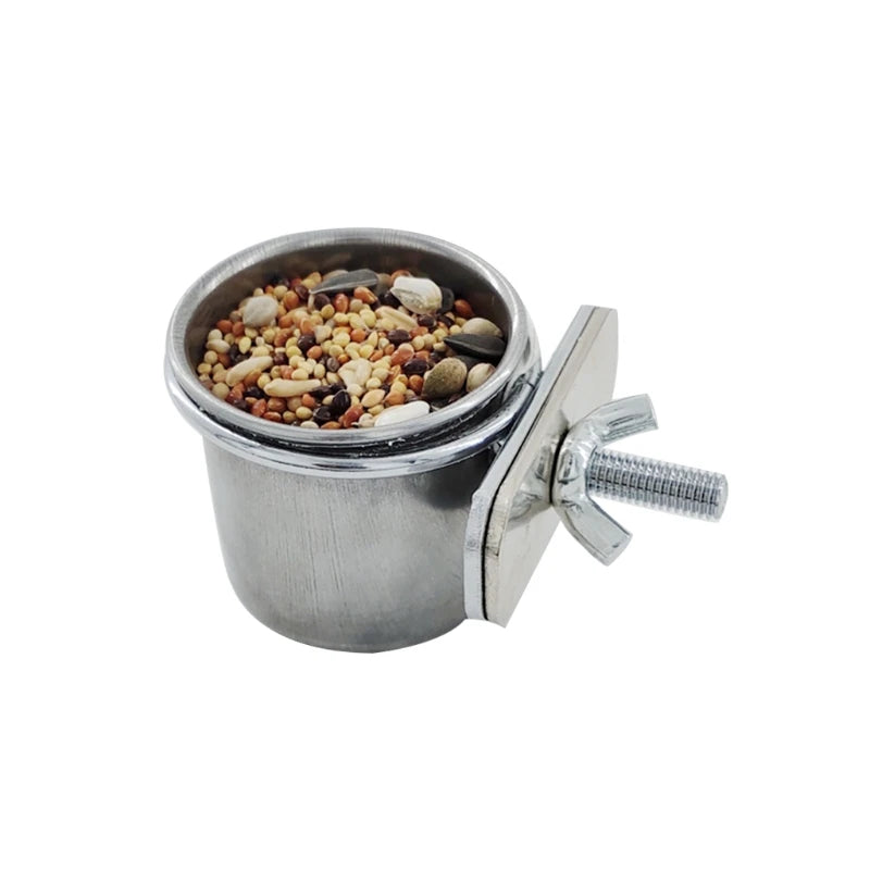 Anti-Spill Stainless Steel Cage Bowl for Birds: Food & Water (Multi-size)