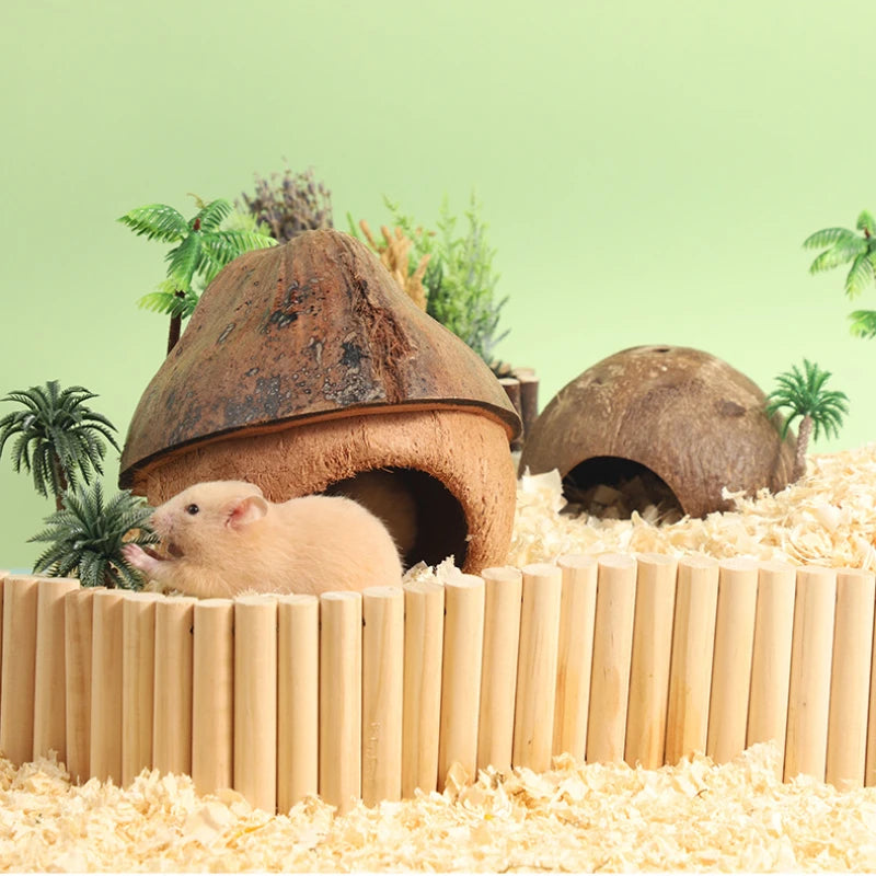 Natural Coconut Hideout House for Hamsters & Guinea Pigs.