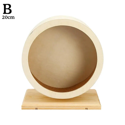 Silent Wooden Hamster Running Wheel with Cork Pad | Mute Exercise Roller for Golden Bears & Small Animals