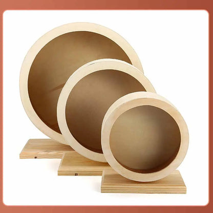 Silent Wooden Hamster Running Wheel with Cork Pad | Mute Exercise Roller for Golden Bears & Small Animals
