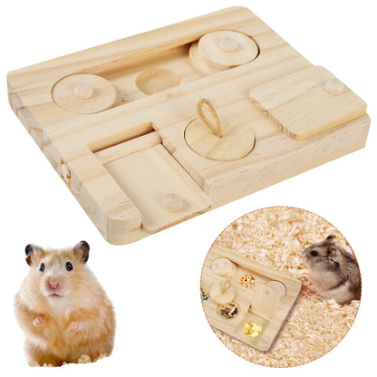 Wooden Foraging Toy with 6 Food Holes - Rabbits, Guinea Pigs & Hamsters